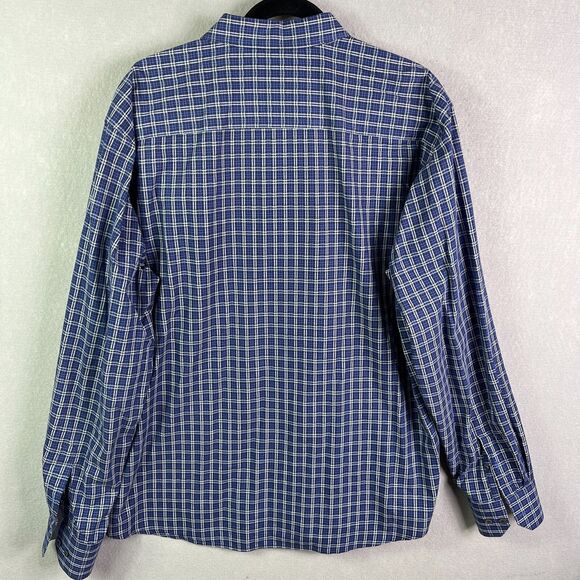 Bugatchi Shirt Mens 2XL Blue White Plaid Long Sleeve Shaped Fit Button Up - Picture 4 of 10